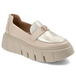 Beżowe Półbuty Armodo Stylowe Wsuwane Obuwie. Brązowe półbuty wsuwane Armodo, bez wzorów, z materiału, eleganckie, bez obcasa. Za 319.00 zł.