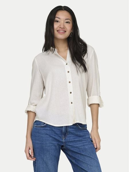 ONLY Koszula Goa 15363991 Biały Loose Fit. Białe koszule ONLY, xs, bez wzorów, z wiskozy, bez kołnierzyka, bez ramiączek. Za 129.99 zł.