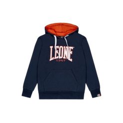 Bluza wygodny z bawełna z kaptur na czas wolny. Niebieskie bluzy LEONE 1947 APPAREL, bez wzorów, z bawełny, bez kaptura, na fitness i siłownię. W wyprzedaży za 67.30 zł.