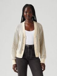 Levi's Kardigan w kolorze kremowo-niebiesko-czarnym rozmiar: XS. Brązowe swetry Levi's, s, bez wzorów, bez ramiączek. Za 144.58 zł.