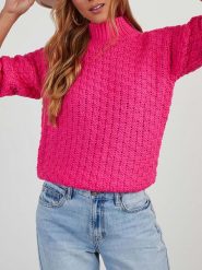 Milan Kiss Sweter w kolorze różowym rozmiar: M. Różowe swetry Milan Kiss, m, bez wzorów, bez ramiączek. Za 202.98 zł.