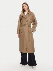 Calvin Klein Trencz LV044C501G Brązowy Regular Fit. Brązowe płaszcze Calvin Klein, l, bez wzorów, z bawełny, bez kaptura. Za 909.99 zł.