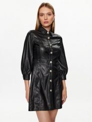 Liu Jo Sukienka z imitacji skóry MF3042 E0392 Czarny Regular Fit. Czarne sukienki Liu Jo, bez wzorów, ze skóry, bez kołnierzyka, bez ramiączek. Za 1,099.00 zł.