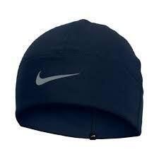 Czapka polarowa termiczna Nike. Niebieskie czapki zimowe Nike, bez wzorów, z materiału, eleganckie. Za 129.99 zł.
