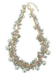 Otazu Pozłacany naszyjnik z kryształami Swarovski i perłami - dł. 42 cm rozmiar: onesize. Szare naszyjniki Otazu, z materiału, z kryształem, pozłacane. Za 404.99 zł.