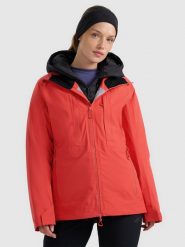 4F Kurtka trekkingowa przeciwdeszczowa membrana 20000+ damska - pomarańczowa M. Brązowe kurtki przeciwdeszczowe 4f, m, bez wzorów, z materiału, bez kaptura, trekkingowe, primaloft. Za 799.99 zł.