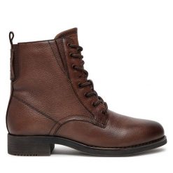 Botki Tamaris. Brązowe botki Tamaris, bez wzorów, bez obcasa, na płaskiej podeszwie, bez zapięcia. Za 369.99 zł.