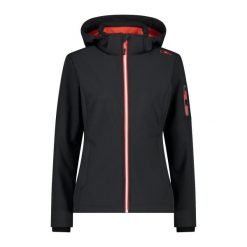 Damska kurtka turystyczna z kapturem CMP. Czarne kurtki przejściowe sportowe CMP, s, bez wzorów, z softshellu, z kapturem, trekkingowe. W wyprzedaży za 224.99 zł.