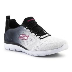 Buty Skechers SUMMITS-BRIGHT W 149536-BKW białe. Białe buty treningowe bez wzorów, z gumy, bez zapięcia, na fitness i siłownię. Za 408.30 zł.