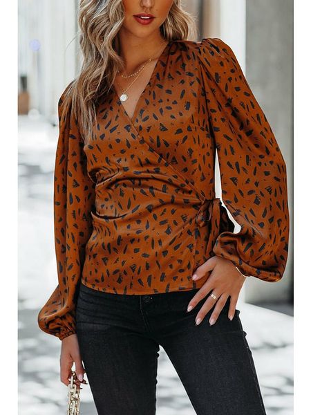 Milan Kiss Bluzka w kolorze brązowym ze wzorem rozmiar: XL. Brązowe bluzki Milan Kiss, xl, bez wzorów, bez kołnierzyka, bez ramiączek. Za 91.77 zł.