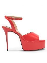 Nine West Sandały CHANDA ZL23031CC Czerwony. Czerwone sandały Nine West, bez wzorów, ze skóry, bez obcasa, na szpilce, bez zapięcia. Za 149.99 zł.