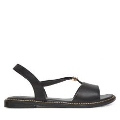 Sandały Lasocki. Czarne sandały Lasocki, bez wzorów, bez obcasa, na płaskiej podeszwie, bez zapięcia. Za 129.99 zł.