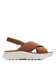 Clarks Sandały DashLite Wish 26171950 Brązowy. Brązowe sandały Clarks, bez wzorów, ze skóry, bez obcasa, na płaskiej podeszwie, bez zapięcia. Za 299.99 zł.