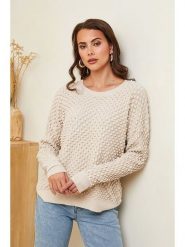 Soft Cashmere Sweter w kolorze beżowym rozmiar: 38/40. Brązowe swetry Soft Cashmere, z aplikacjami, klasyczne, bez ramiączek. Za 162.87 zł.