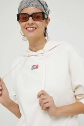 Tommy Jeans bluza bawełniana damska kolor beżowy z kapturem gładka. Brązowe bluzy Tommy Jeans, l, z aplikacjami, z bawełny, bez ramiączek, z kapturem. Za 489.99 zł.