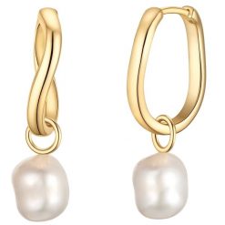 Glanzstücke München Kolczyki z perlami ze srebra próby 925 w kolorze zlotym z perla hodowlana 1 ct Damski. Żółte kolczyki Glanzstücke München, z perłą, pozłacane. Za 339.99 zł.