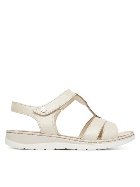 Caprice Sandały 9-28154-42 Kremowy. Białe sandały Caprice, bez wzorów, bez obcasa, na płaskiej podeszwie, bez zapięcia. Za 269.99 zł.