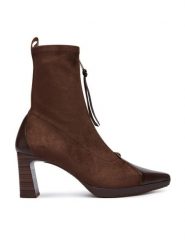 Hispanitas Botki HI265085 Brązowy ciemny. Brązowe botki Hispanitas, bez wzorów, ze skóry, bez obcasa, na słupku, bez zapięcia. Za 789.99 zł.