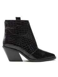 Rage Age Kowbojki RA-08-06-000381 Czarny. Czarne botki Rage Age, bez wzorów, ze skóry, bez obcasa, na słupku, bez zapięcia. Za 339.99 zł.