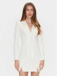 Elisabetta Franchi Sukienka koktajlowa AB-709-51E2-V550 Biały Regular Fit. Białe sukienki Elisabetta Franchi, bez wzorów, z syntetyku, wizytowe, bez kołnierzyka, bez ramiączek. Za 2,399.00 zł.