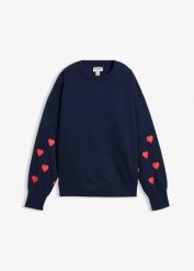 Bluza z mieszanki bawełny. Czerwone bluzy bonprix, bez wzorów, z bawełny, bez ramiączek, bez kaptura. Za 109.99 zł.