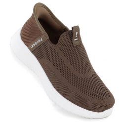Półbuty sportowe damskie slip on brązowe Potocki BK01312. Brązowe buty sportowe lifestyle POTOCKI, bez wzorów, z tkaniny, sportowe, bez zapięcia. Za 129.99 zł.