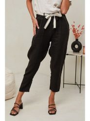 Le Monde du Lin Lniane spodnie w kolorze czarnym rozmiar: 36/38. Czarne spodnie materiałowe Le Monde du Lin, bez wzorów, ze lnu, klasyczne, z standardowym stanem. Za 140.53 zł.