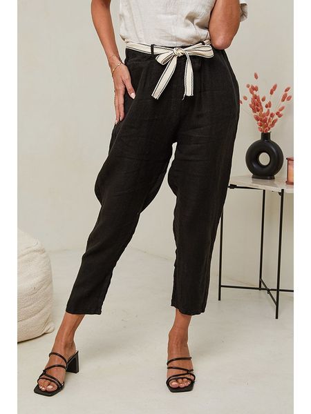 Le Monde du Lin Lniane spodnie w kolorze czarnym rozmiar: 36/38. Czarne spodnie materiałowe Le Monde du Lin, bez wzorów, ze lnu, klasyczne, z standardowym stanem. Za 140.53 zł.