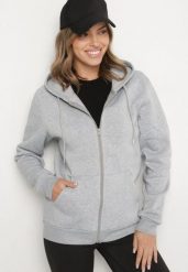 Szara Rozpinana Bluza z Kapturem Typu Oversize Diosa. Szare bluzy z kapturem Born2be, na jesień, l, bez wzorów, z jeansu, z kapturem. Za 59.99 zł.