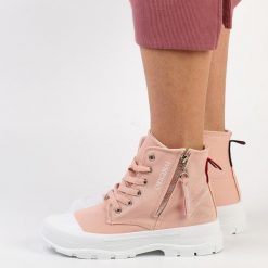 Różowe trampki damskie Sabatina Dm-02 Gruby Spód. Czerwone trampki Sabatina, z aplikacjami, z tkaniny, bez zapięcia. Za 109.00 zł.