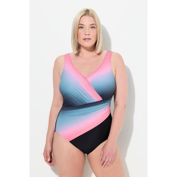 Damski Kostium kąpielowy cieniowanie miękkie miseczki drapowanie. Czarne stroje jednoczęściowe Ulla Popken, bez wzorów, z elastanu, sportowe. Za 294.99 zł.