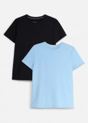 Sportowy T-shirt z bawełną (2 pary), szybkoschnący. Czarne t-shirty sportowe bonprix, bez wzorów, z bawełny, bez ramiączek. Za 102.99 zł.