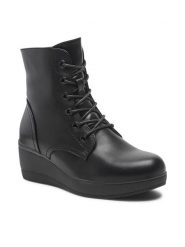 Clara Barson Trzewiki WS122-04 Czarny. Czarne botki Clara Barson, bez wzorów, ze skóry, bez obcasa, na koturnie, bez zapięcia. Za 109.99 zł.