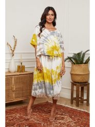 Fleur de Lin Sukienka w kolorze kremowo-żółtym rozmiar: S. Żółte sukienki Fleur de Lin, s, bez wzorów, z bawełny, bez kołnierzyka, bez ramiączek, maxi. Za 189.29 zł.