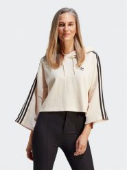 Adidas Bluza Crop Hoodie IC5461 Beżowy. Brązowe bluzy adidas, l, bez wzorów, z bawełny, bez ramiączek, bez kaptura. Za 349.99 zł.