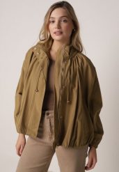 Zielona Przejściowa Kurtka Bombka Oversize z Bawełny i Wiskozy Effinue. Zielone kurtki Born2be, l, bez wzorów, z bawełny, bez kaptura. Za 179.99 zł.