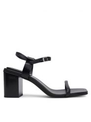 Calvin Klein Sandały Block Heel Sandal 75 Lth HW0HW02650 Czarny. Czarne sandały Calvin Klein, bez wzorów, ze skóry, bez obcasa, na słupku, bez zapięcia. Za 349.99 zł.