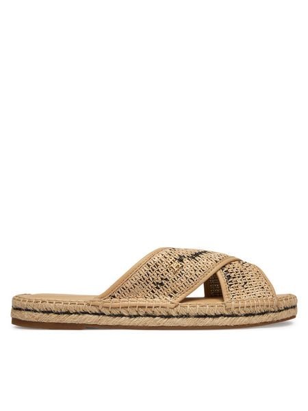 Tommy Hilfiger Klapki Raffia TH FW0FW09139 Beżowy. Brązowe klapki Tommy Hilfiger, bez wzorów, z materiału, bez obcasa, bez zapięcia. Za 218.99 zł.