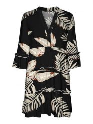 Vero Moda Sukienka w kolorze czarno-beżowym rozmiar: S. Brązowe sukienki Vero Moda, s, bez wzorów, z wiskozy, bez kołnierzyka, bez ramiączek, mini. Za 88.02 zł.
