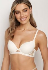 Beżowy Biustonosz z Efektem Push Up Dimaries. Brązowe biustonosze Born2be, bez wzorów, z jeansu. Za 49.99 zł.