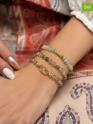 L'Atelier de Gaia Bransoletki (3 szt.) rozmiar: onesize. Zielone bransoletki L'Atelier de Gaia, z prehnitem, z mosiądzu. Za 51.95 zł.