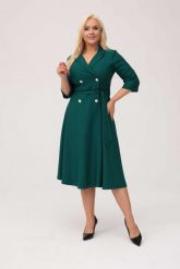 Elegancka żakietowa sukienka Marietta w kolorze butelkowej zieleni XXL OVERSIZE. Zielone sukienki Moda Size Plus Iwanek, do pracy, l, bez wzorów, z elastanu, biznesowe, bez kołnierzyka, bez ramiączek, mini, oversize. Za 325.00 zł.