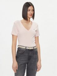 Tommy Hilfiger T-Shirt New Cody WW0WW40584 Różowy Slim Fit. Czerwone t-shirty Tommy Hilfiger, xxs, bez wzorów, z bawełny, bez kołnierzyka, bez ramiączek. Za 219.99 zł.