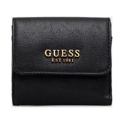 Guess portfel damski kolor czarny. Czarne portfele Guess, z aplikacjami, z materiału. Za 219.99 zł.