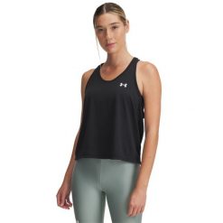 Damski tank top Under Armour Tech Swing. Czarne topy Under Armour, bez wzorów, sportowe, bez kołnierzyka, bez ramiączek. Za 179.50 zł.
