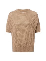 Marie Lund sweter z dzianiny Marie Lund z mieszanki wełny Kobiety beżowy, XL/XXL. Brązowe swetry Marie Lund, na wiosnę, xl, bez wzorów, z dzianiny, bez ramiączek. Za 279.95 zł.