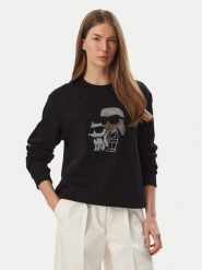 KARL LAGERFELD Bluza B4W20063 Czarny Regular Fit. Czarne bluzy KARL LAGERFELD, s, bez wzorów, z bawełny, bez ramiączek, bez kaptura. Za 849.99 zł.
