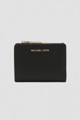 MICHAEL KORS Czarny portfel skórzany. Czarne portfele Michael Kors, bez wzorów, ze skóry. Za 699.99 zł.