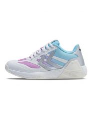 Buty halowe Hummel Algiz Ltd. Białe buty treningowe Hummel, na jesień, bez wzorów, z gumy, bez zapięcia, do piłki ręcznej. Za 373.65 zł.