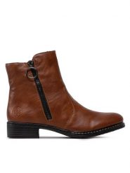 Rieker Botki 73450-22 Brązowy. Brązowe botki Rieker, bez wzorów, bez obcasa, na płaskiej podeszwie, bez zapięcia. Za 271.00 zł.